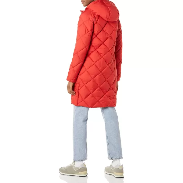 Amazon Essentials Womens Heavyweight Diamond Quilted Knee Length Puffer CoatRed