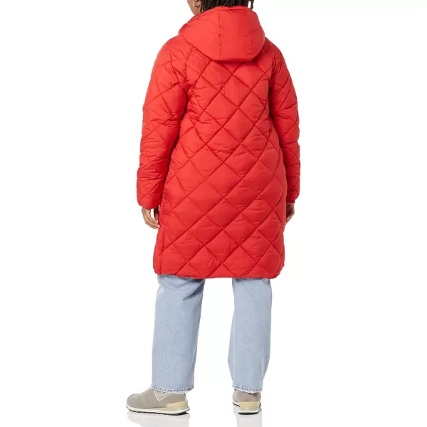 Amazon Essentials Womens Heavyweight Diamond Quilted Knee Length Puffer CoatRed