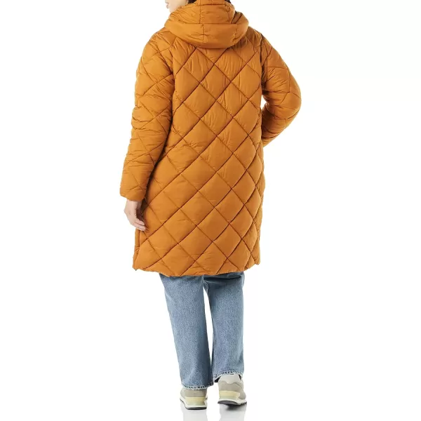 Amazon Essentials Womens Heavyweight Diamond Quilted Knee Length Puffer CoatTan