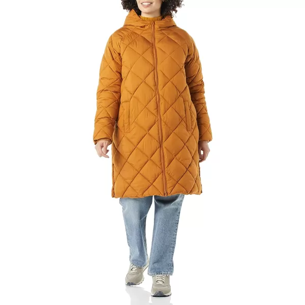 Amazon Essentials Womens Heavyweight Diamond Quilted Knee Length Puffer CoatTan