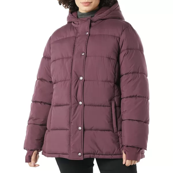 Amazon Essentials Womens Heavyweight LongSleeve Hooded Puffer Coat Available in Plus SizeBurgundy