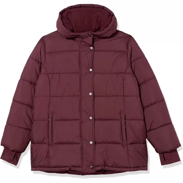 Amazon Essentials Womens Heavyweight LongSleeve Hooded Puffer Coat Available in Plus SizeBurgundy