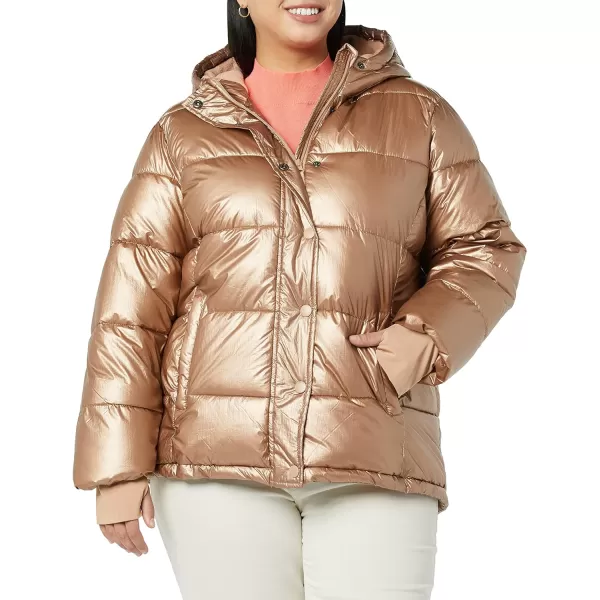 Amazon Essentials Womens Heavyweight LongSleeve Hooded Puffer Coat Available in Plus SizeMetallic Taupe