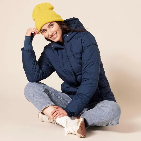 Amazon Essentials Womens Heavyweight LongSleeve Hooded Puffer Coat Available in Plus SizeNavy