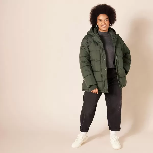 Amazon Essentials Womens Heavyweight LongSleeve Hooded Puffer Coat Available in Plus SizeOlive