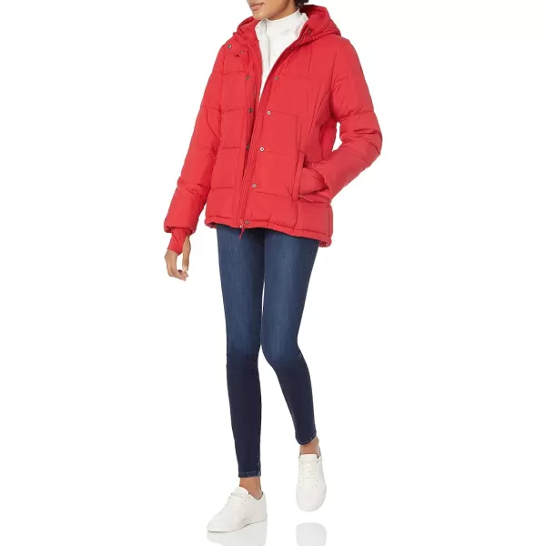 Amazon Essentials Womens Heavyweight LongSleeve Hooded Puffer Coat Available in Plus SizePoppy Red