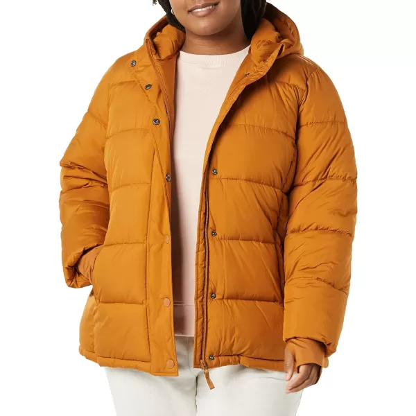 Amazon Essentials Womens Heavyweight LongSleeve Hooded Puffer Coat Available in Plus SizeTan