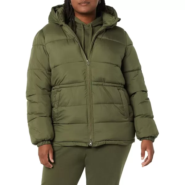 Amazon Essentials Womens Heavyweight Puffer Jacket with Drawstring WaistOlive