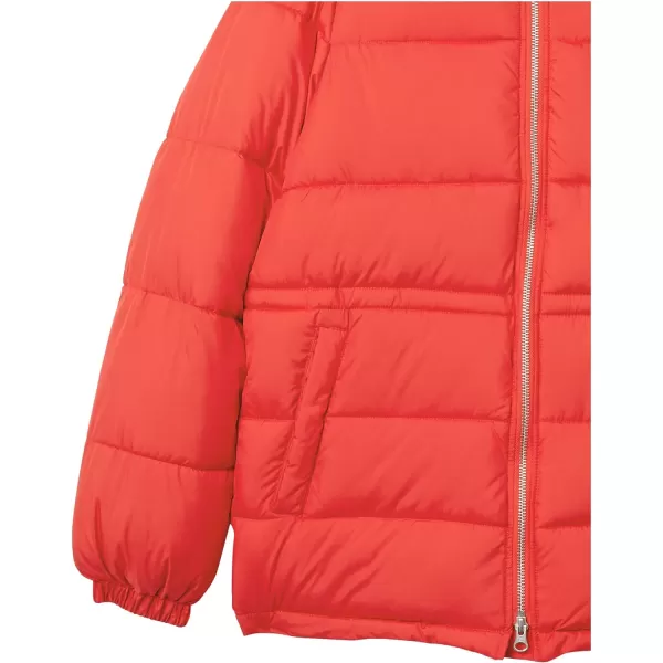 Amazon Essentials Womens Heavyweight Puffer Jacket with Drawstring WaistRed