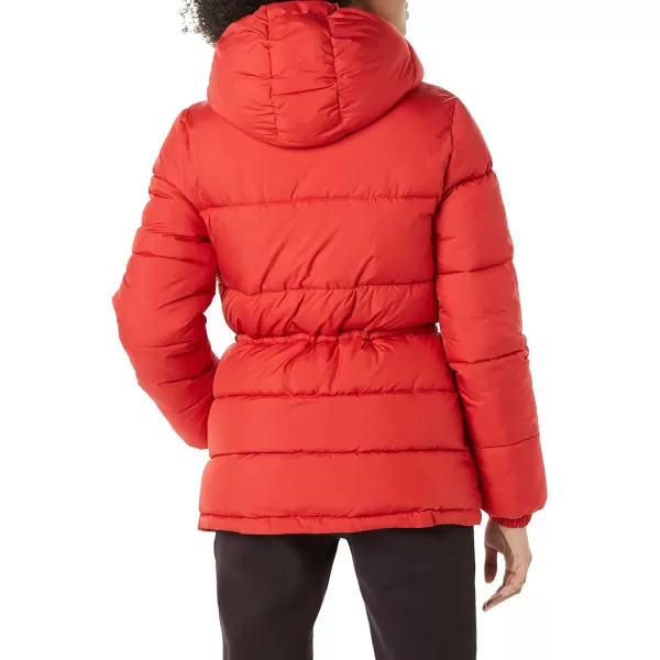 Amazon Essentials Womens Heavyweight Puffer Jacket with Drawstring WaistRed