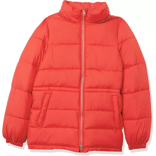 Amazon Essentials Womens Heavyweight Puffer Jacket with Drawstring WaistRed