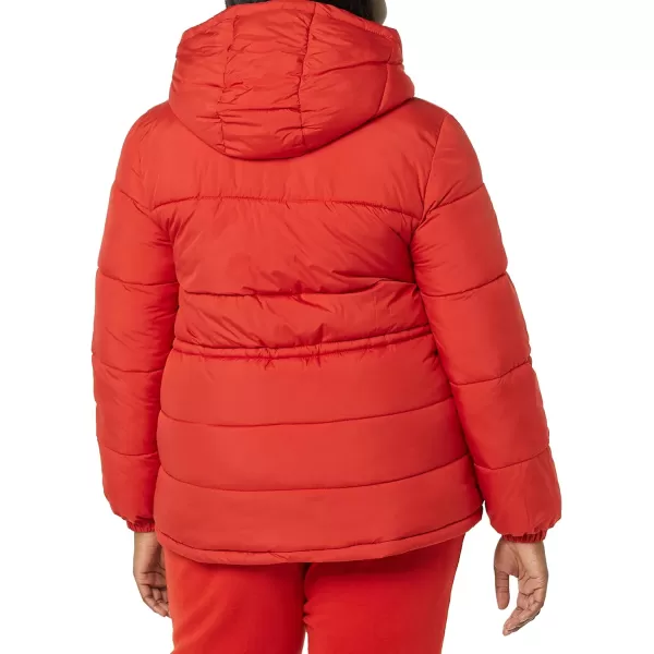 Amazon Essentials Womens Heavyweight Puffer Jacket with Drawstring WaistRed