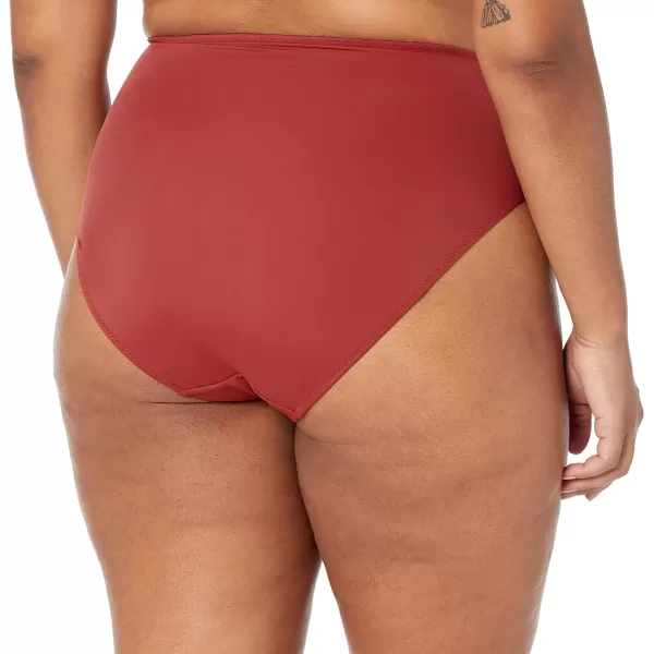 Amazon Essentials Womens High Waist High Leg Bikini BottomBrick Red