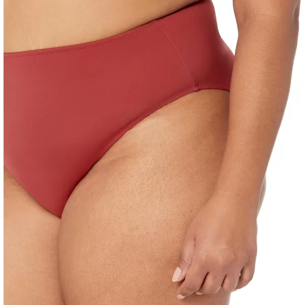 Amazon Essentials Womens High Waist High Leg Bikini BottomBrick Red