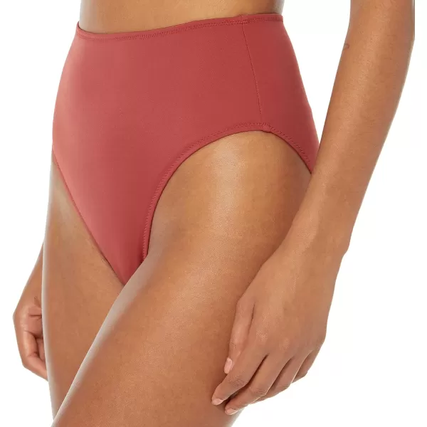 Amazon Essentials Womens High Waist High Leg Bikini BottomBrick Red