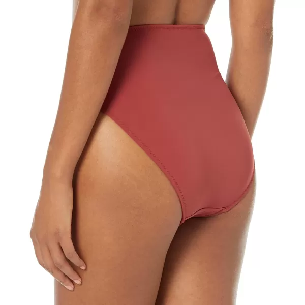 Amazon Essentials Womens High Waist High Leg Bikini BottomBrick Red