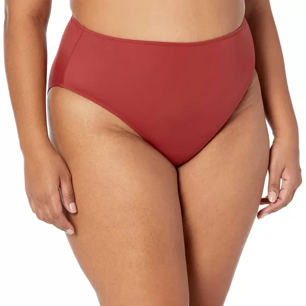 Amazon Essentials Womens High Waist High Leg Bikini BottomBrick Red