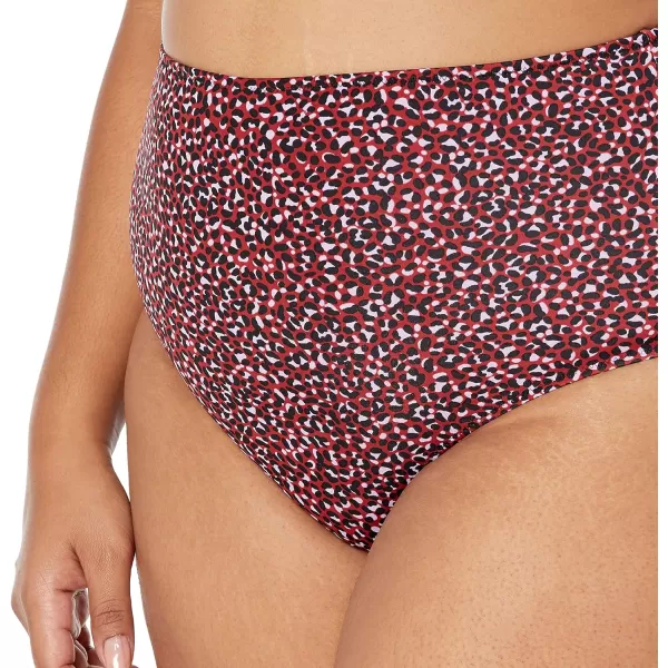 Amazon Essentials Womens High Waist High Leg Bikini BottomBrick Red Leopard