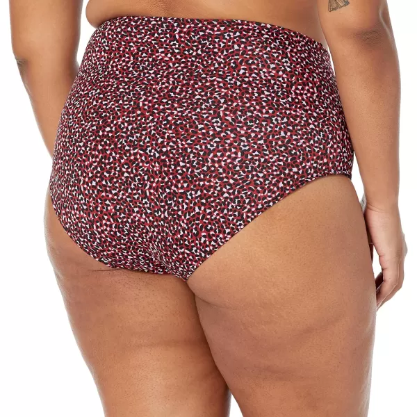 Amazon Essentials Womens High Waist High Leg Bikini BottomBrick Red Leopard