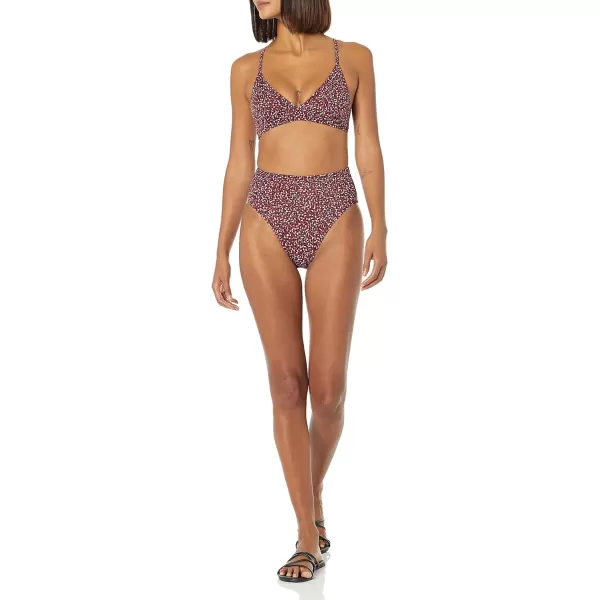 Amazon Essentials Womens High Waist High Leg Bikini BottomBrick Red Leopard