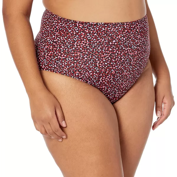 Amazon Essentials Womens High Waist High Leg Bikini BottomBrick Red Leopard