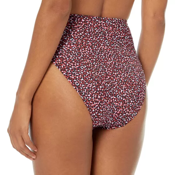 Amazon Essentials Womens High Waist High Leg Bikini BottomBrick Red Leopard