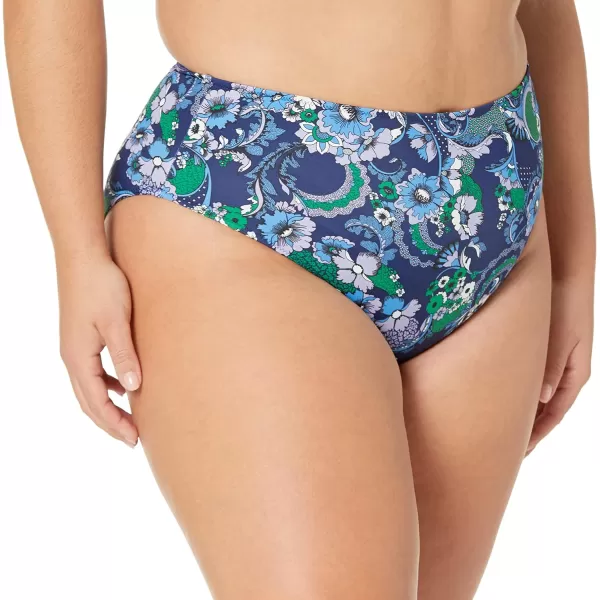 Amazon Essentials Womens High Waist High Leg Bikini BottomDeep Blue Paisley