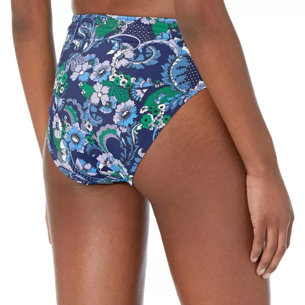 Amazon Essentials Womens High Waist High Leg Bikini BottomDeep Blue Paisley