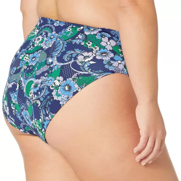 Amazon Essentials Womens High Waist High Leg Bikini BottomDeep Blue Paisley