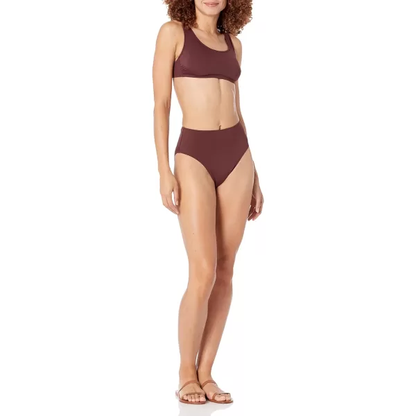 Amazon Essentials Womens High Waist High Leg Bikini BottomDeep Brown