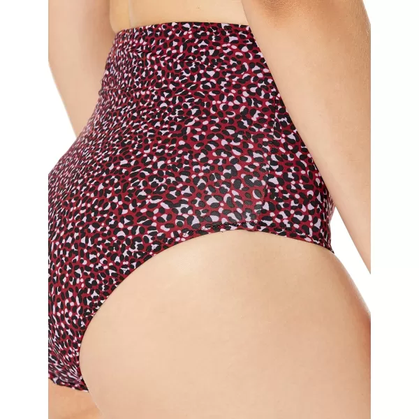 Amazon Essentials Womens High Waist Swim Bottom Available in Plus SizeBrick Red Leopard