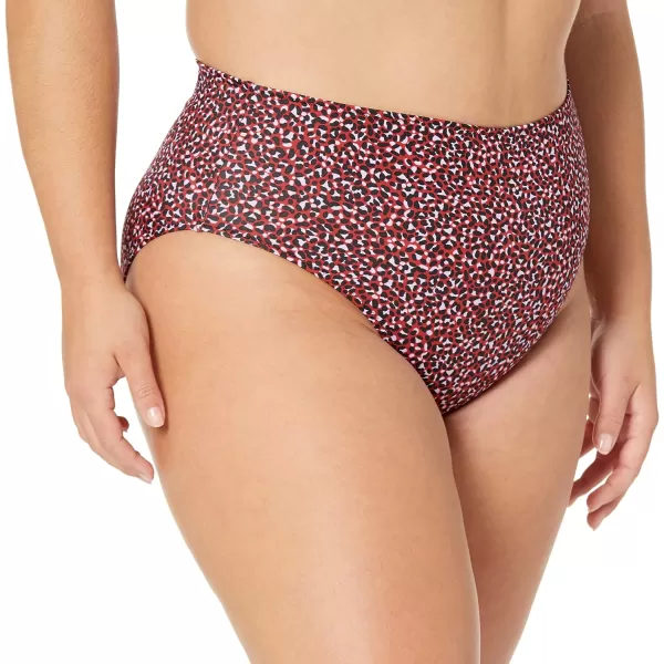 Amazon Essentials Womens High Waist Swim Bottom Available in Plus SizeBrick Red Leopard