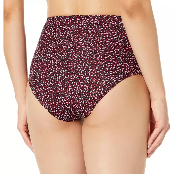 Amazon Essentials Womens High Waist Swim Bottom Available in Plus SizeBrick Red Leopard