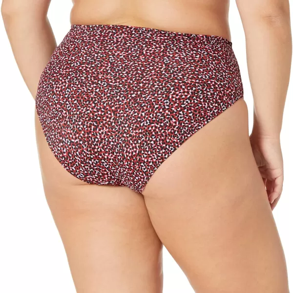 Amazon Essentials Womens High Waist Swim Bottom Available in Plus SizeBrick Red Leopard