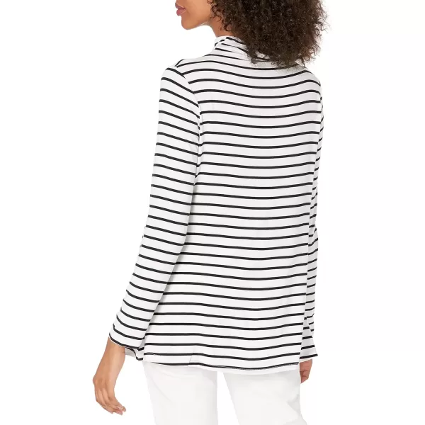 Amazon Essentials Womens Jersey LongSleeve Mock Neck Swing Tunic Previously Daily RitualBlack White Stripe