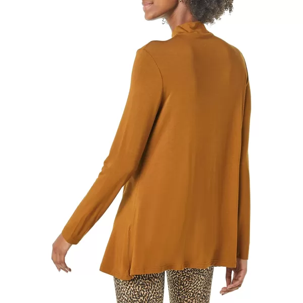 Amazon Essentials Womens Jersey LongSleeve Mock Neck Swing Tunic Previously Daily RitualDark Chestnut Brown