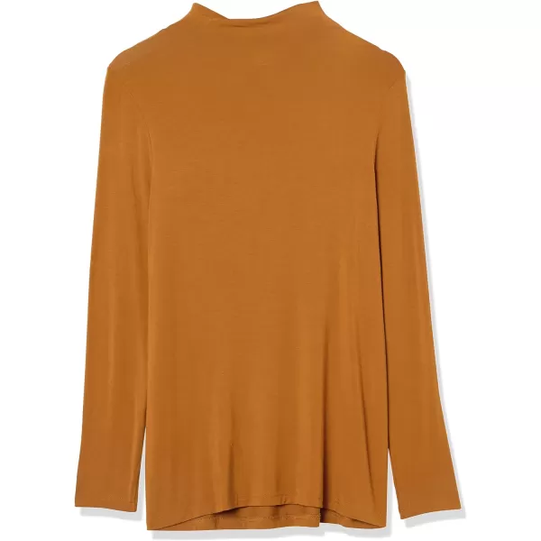 Amazon Essentials Womens Jersey LongSleeve Mock Neck Swing Tunic Previously Daily RitualDark Chestnut Brown