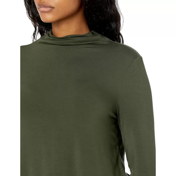 Amazon Essentials Womens Jersey LongSleeve Mock Neck Swing Tunic Previously Daily RitualForest Green