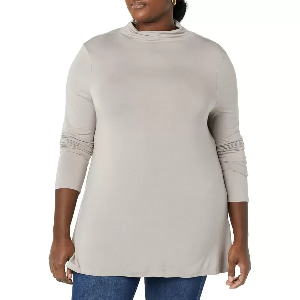 Amazon Essentials Womens Jersey LongSleeve Mock Neck Swing Tunic Previously Daily RitualGrey