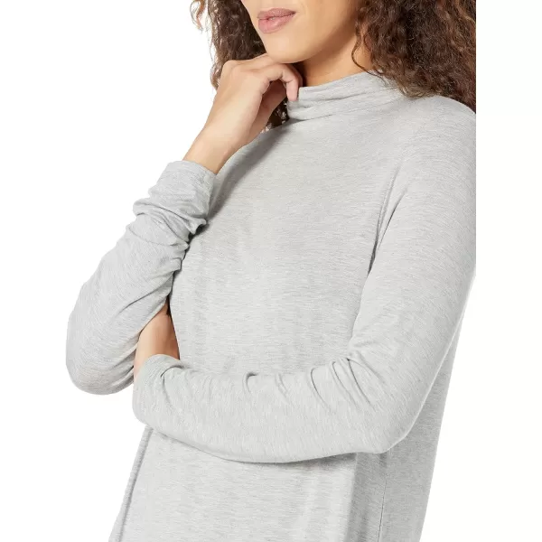 Amazon Essentials Womens Jersey LongSleeve Mock Neck Swing Tunic Previously Daily RitualLight Grey Heather