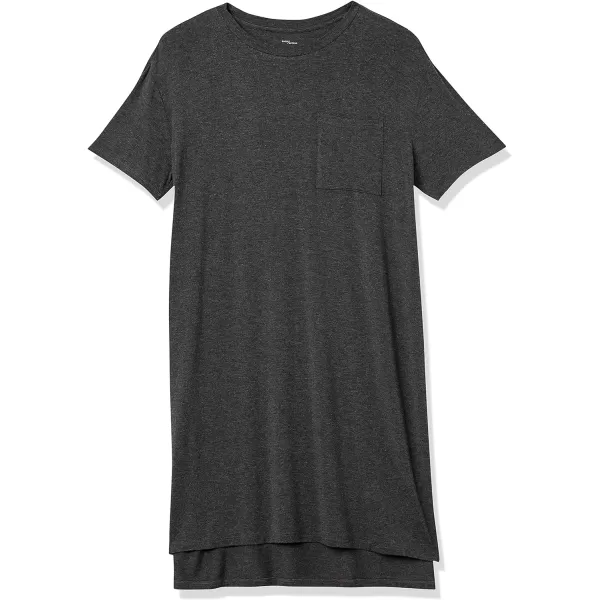 Amazon Essentials Womens Jersey OversizedFit ShortSleeve Pocket TShirt Dress Previously Daily RitualRayon Blend Charcoal Heather