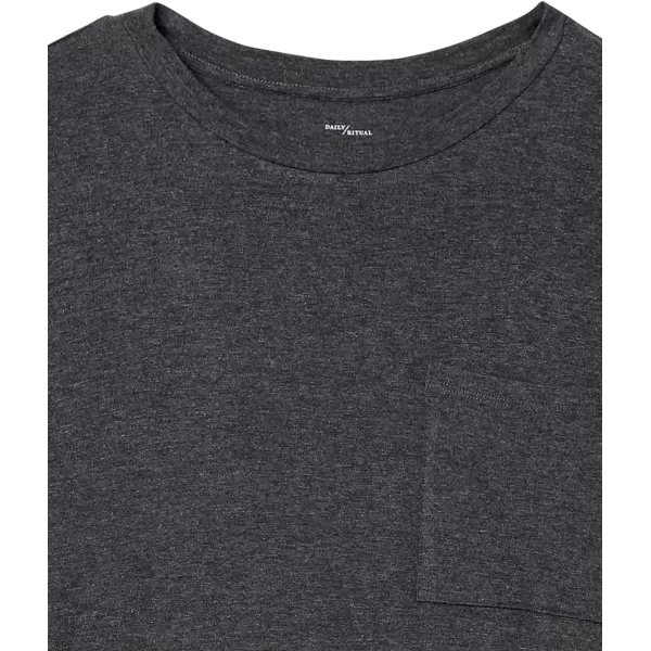 Amazon Essentials Womens Jersey OversizedFit ShortSleeve Pocket TShirt Dress Previously Daily RitualRayon Blend Charcoal Heather