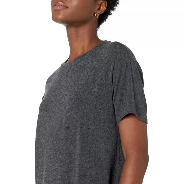 Amazon Essentials Womens Jersey OversizedFit ShortSleeve Pocket TShirt Dress Previously Daily RitualRayon Blend Charcoal Heather