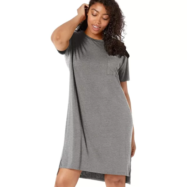 Amazon Essentials Womens Jersey OversizedFit ShortSleeve Pocket TShirt Dress Previously Daily RitualRayon Blend Charcoal Heather
