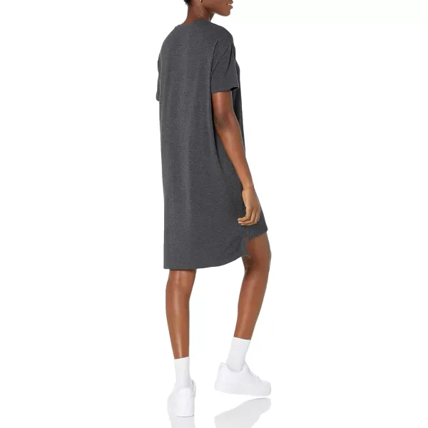 Amazon Essentials Womens Jersey OversizedFit ShortSleeve Pocket TShirt Dress Previously Daily RitualRayon Blend Charcoal Heather