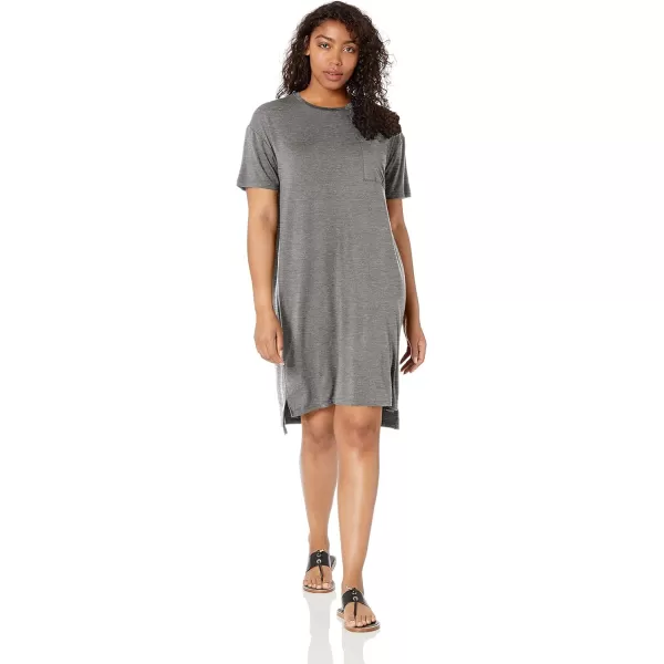 Amazon Essentials Womens Jersey OversizedFit ShortSleeve Pocket TShirt Dress Previously Daily RitualRayon Blend Charcoal Heather