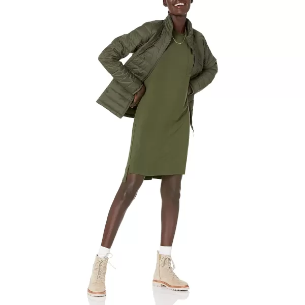 Amazon Essentials Womens Jersey OversizedFit ShortSleeve Pocket TShirt Dress Previously Daily RitualRayon Blend Forest Green