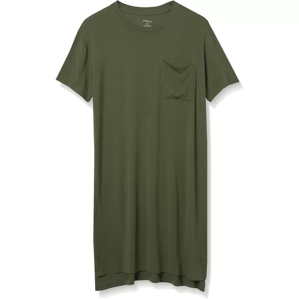 Amazon Essentials Womens Jersey OversizedFit ShortSleeve Pocket TShirt Dress Previously Daily RitualRayon Blend Forest Green