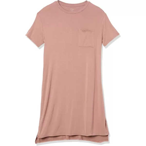 Amazon Essentials Womens Jersey OversizedFit ShortSleeve Pocket TShirt Dress Previously Daily RitualRayon Blend Mauve