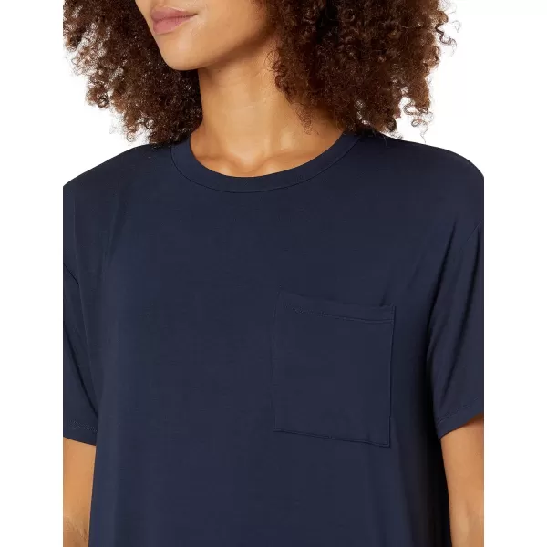 Amazon Essentials Womens Jersey OversizedFit ShortSleeve Pocket TShirt Dress Previously Daily RitualRayon Blend Navy